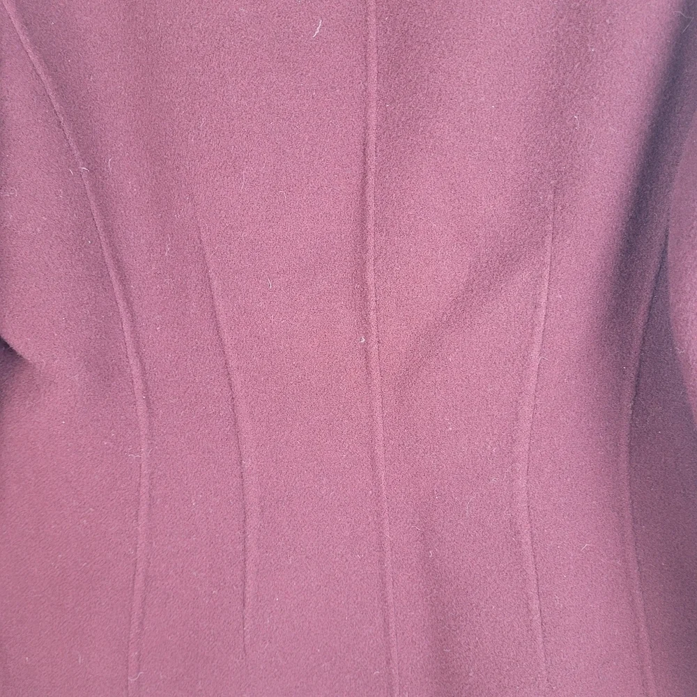 Talbots wool blend fitted maroon burgundy blazer logo buttons pockets office 8